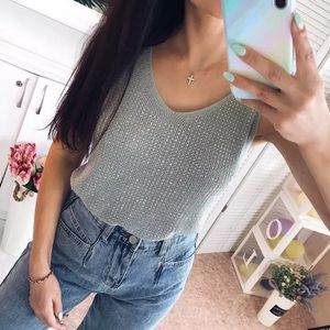 Rhinestone Vest Tank Top